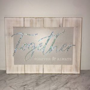 “Together Forever & Always" wall art White Wash Wood Swarovski Crystals Bling